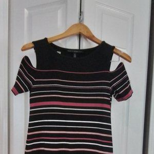 Black & pink striped dress.